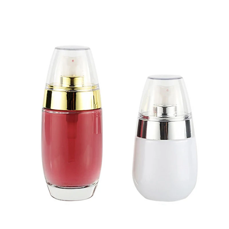 Luxury cosmetic packaging 30ml 50ml pearl white cosmetic serum bottle pump foundation glass bottle