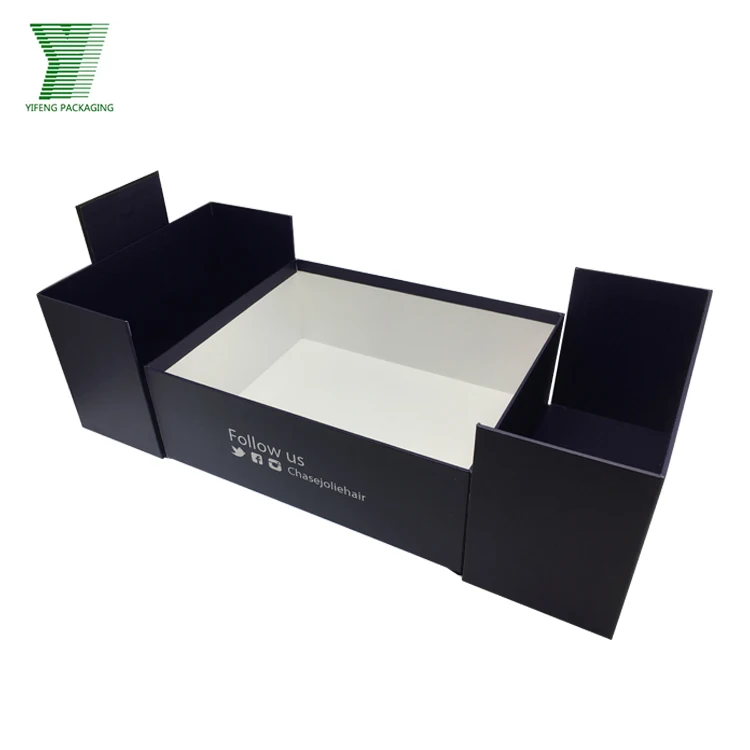High end black printing custom tea displaying packaging magnetic closure gift box with own gold foiled logo luxury