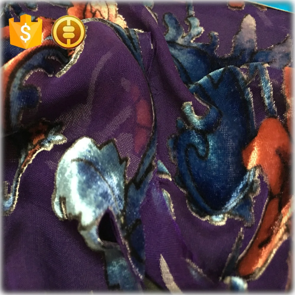 silk velvet fabric burnout floral