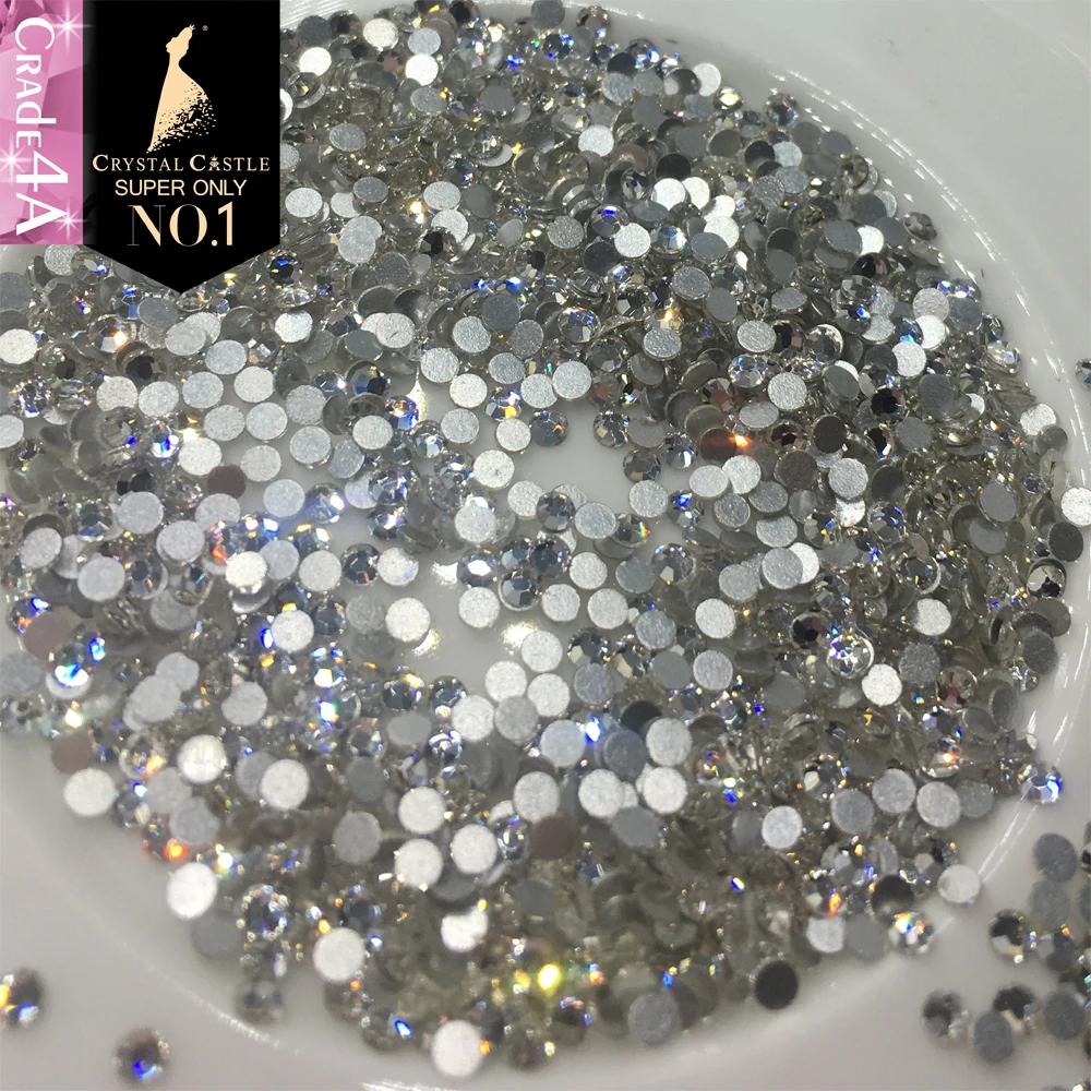 Glitter Rhinestones Clear White Flatback No Hotfix Strass No Glue Back Nail Rhinestone Non Hotfix  For Nail Art Decoration