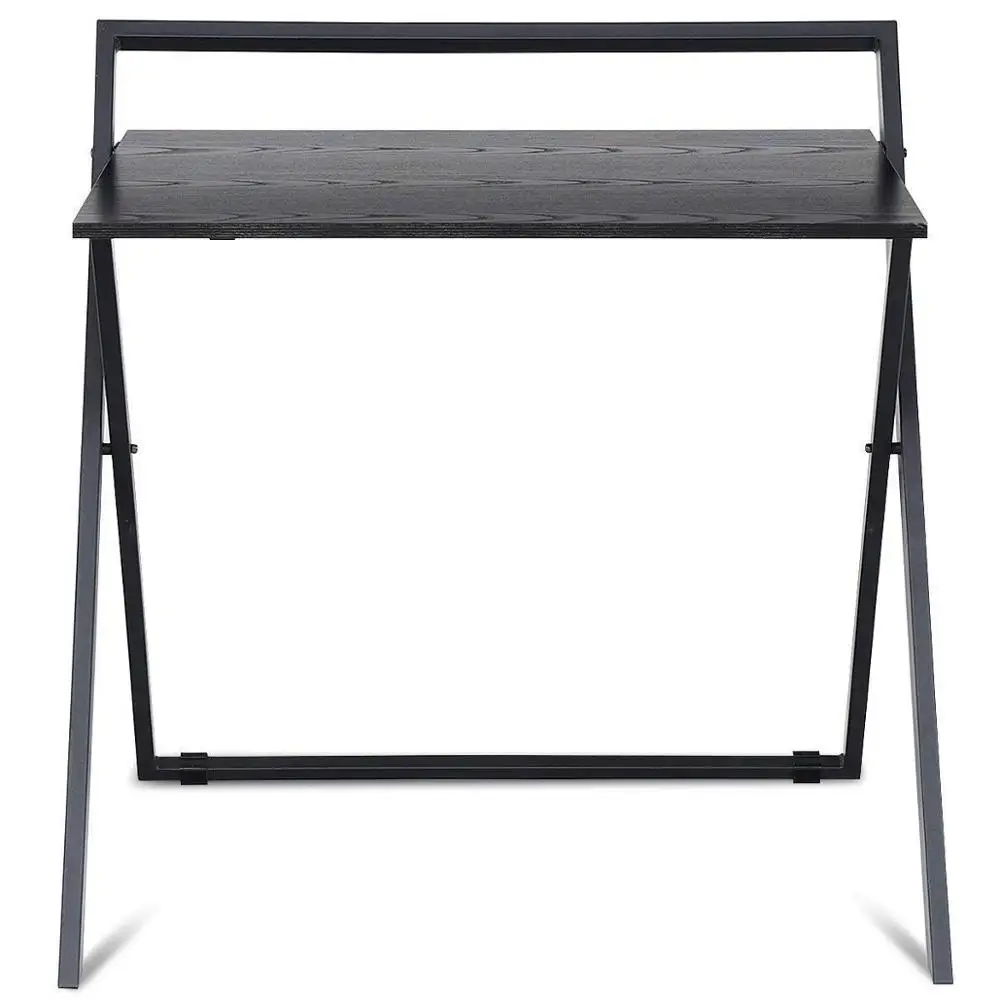 Folding Table Simple Metal Frame Computer Desk Modern Home Office Laptop PC Workstation Compact Study Writing Reading Table for