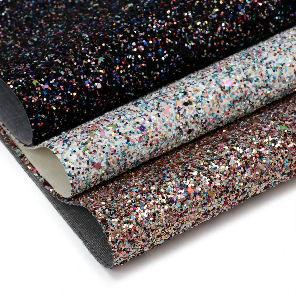 
2018 new design mixed colors chunky glitter fabric for making lady shoe and hairbows 