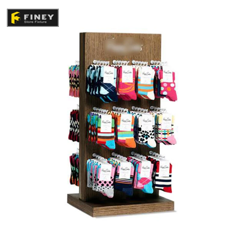 Индивидуальный розничный магазин напольный стенд из МДФ шпон массива дерева для демонстрации носков