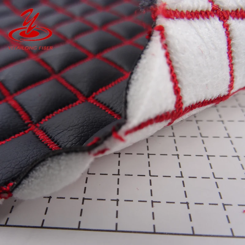 
Embroidery Leather Quilted Fabric for Shoes,Car Mat,Seat Cover 