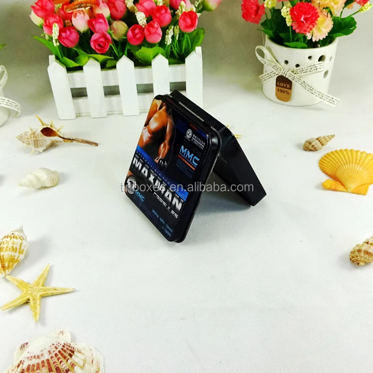 
Custom printing rectangle shape metal tin condom case 