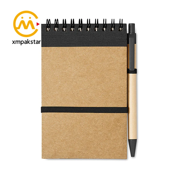 Custom wide ruled Korean stationary notebook Kraft cover spiral bound offset paper writing pad