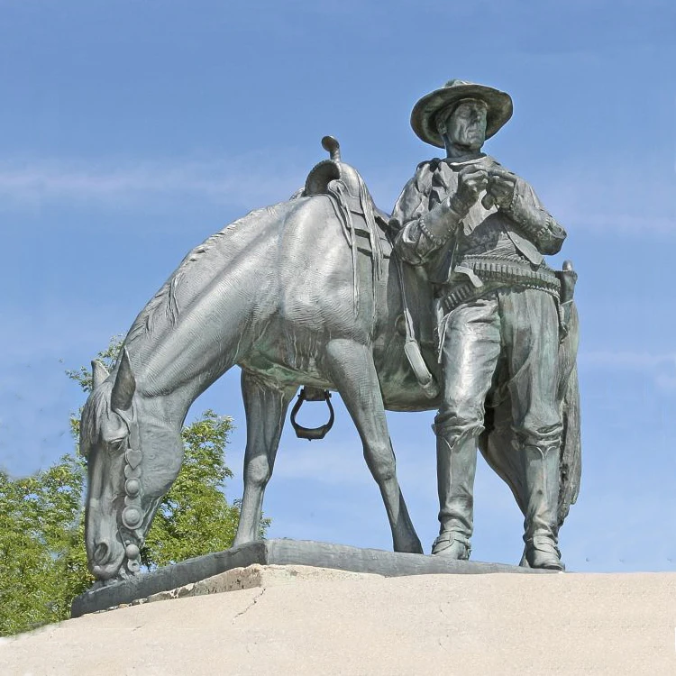 Antique cowboy statue sculpture bronze collectibles ride on horse statues for outdoor decoration
