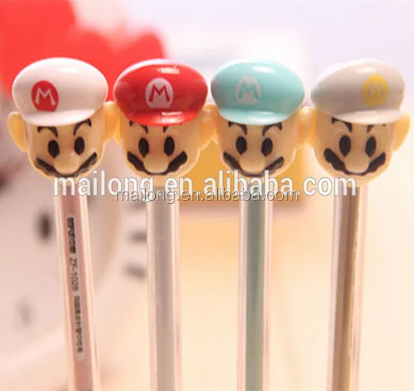 
South Korea Mario gel ink pen with stamp on pot & cap seal Super Mary multi-functional neutral for school PN3058 