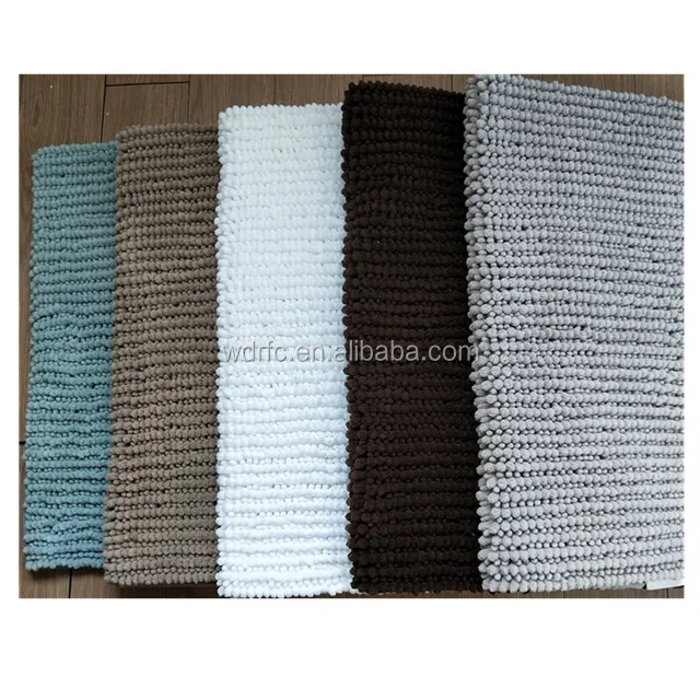 100% polyester microfiber chenille bath mat absorbent shower rug anti slip foot mat