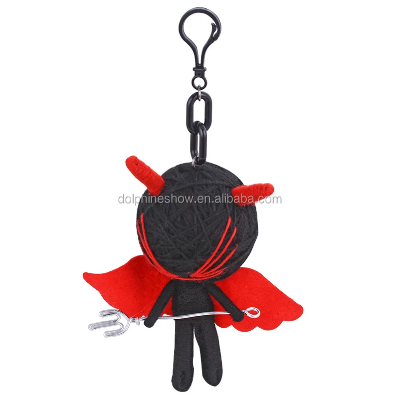 Wholesale Voodoo Dolls Keyring Black Angry Evil Angel Voodoo Keychain Customized Handmade Halloween Gift Voodoo Dolls