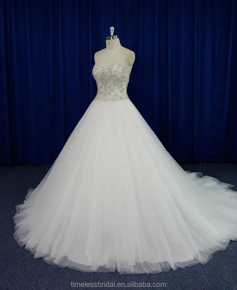 Strapless embroidered bodice puffy skirt saudi arabian wedding dress real sample