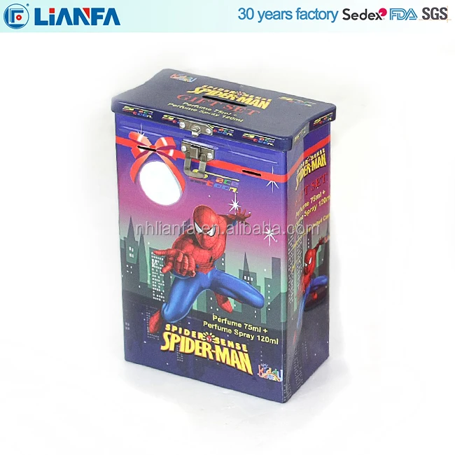 tin can with handle / metal cane hand-held tin case /  tin box for children