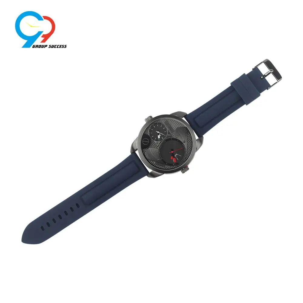 Large face silicone strap men watch for big wrist
