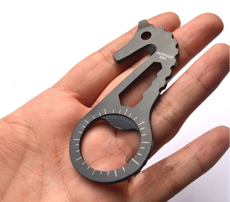 Outdoor EDC Tool Opener Screwdriver Wrench Twine Knife Sea Horse Gadget Camping Multi Tools