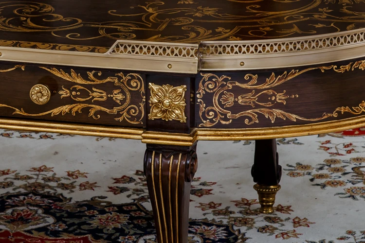 Hand Painting Round Coffee Table Carved Side Table Classical Style Living Room End Table with Glass Exquisite Wood Luxury 1pc