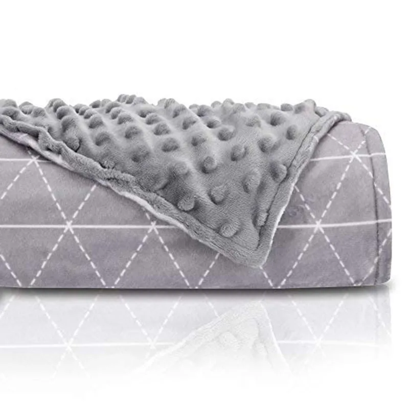 
High Quality Sensory Relief Adult Anxiety 15lbs Minky Dot Cover Weighted Blanket with Non-Toxic Glass Beads 