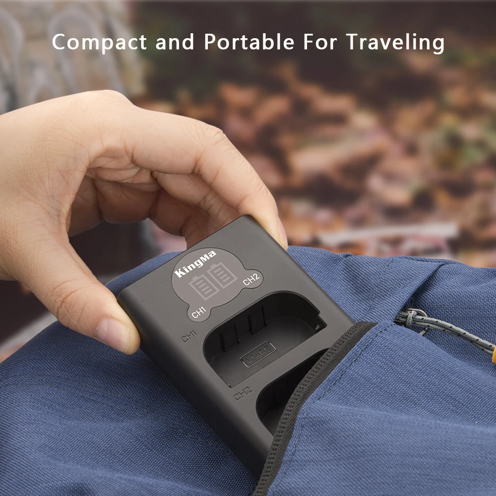 KingMa LCD Dual Charger for Li-ion Batteries Portable Battery Charger for Canon LP-E6 Battery