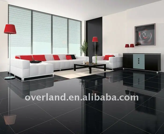 Black glitter ceramic floor tiles