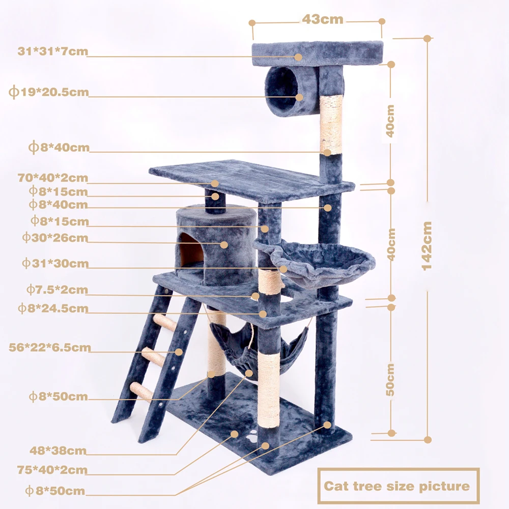 GMTPET Pet Furniture Toys Factory OEM Wholesale Ebay Amazon Hot Cat Pet Sleeping Play Sisal Rope Plush MDF Board Cat Tree House