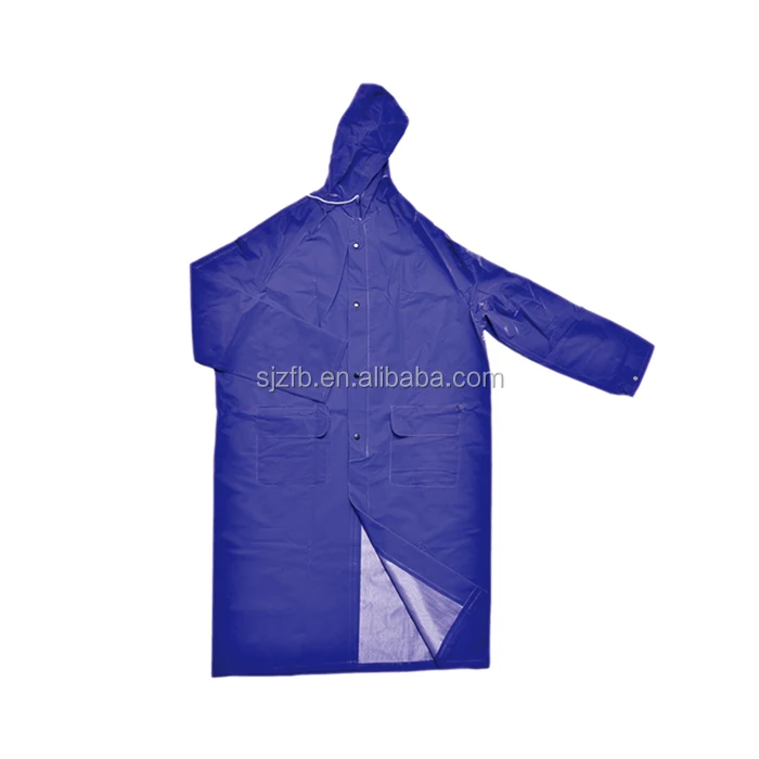 Double pocket button loose and comfortable blue raincoats for adults