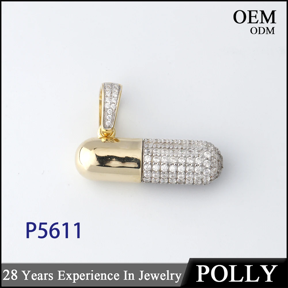 Jewelry manufacturer custom jewelry hip hop pill silver pendant for men