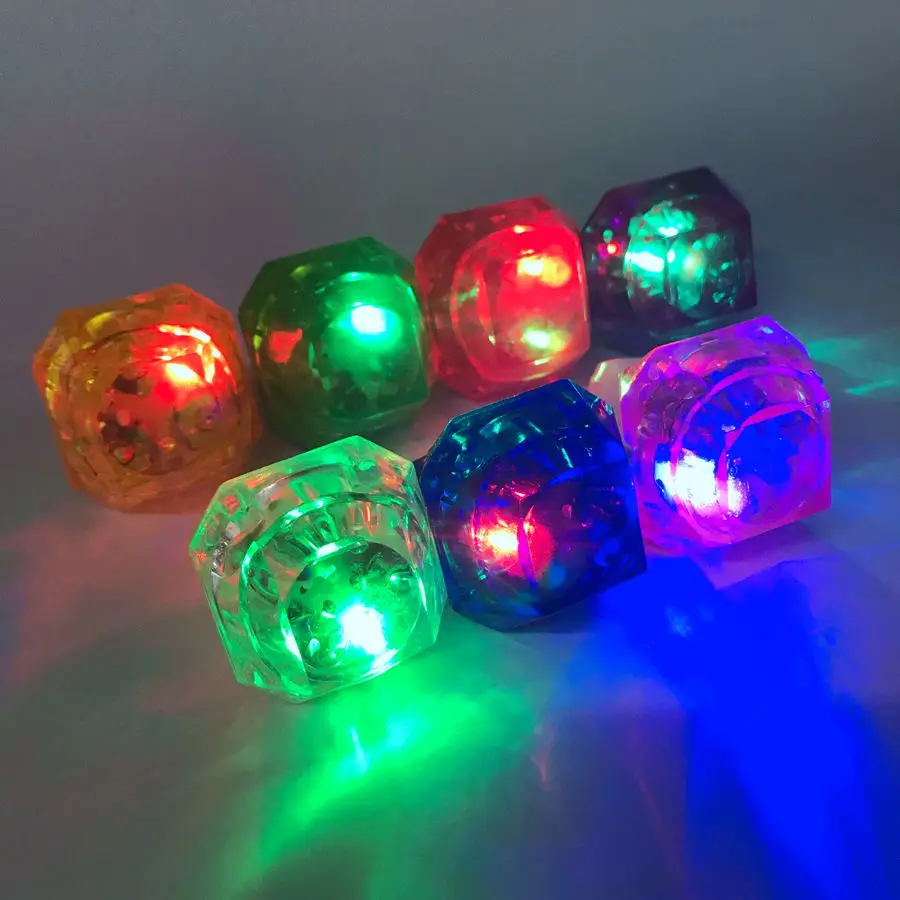 Factory OEM price high quality colorful diamond shape customized logo PS PP flashing LED finger ring