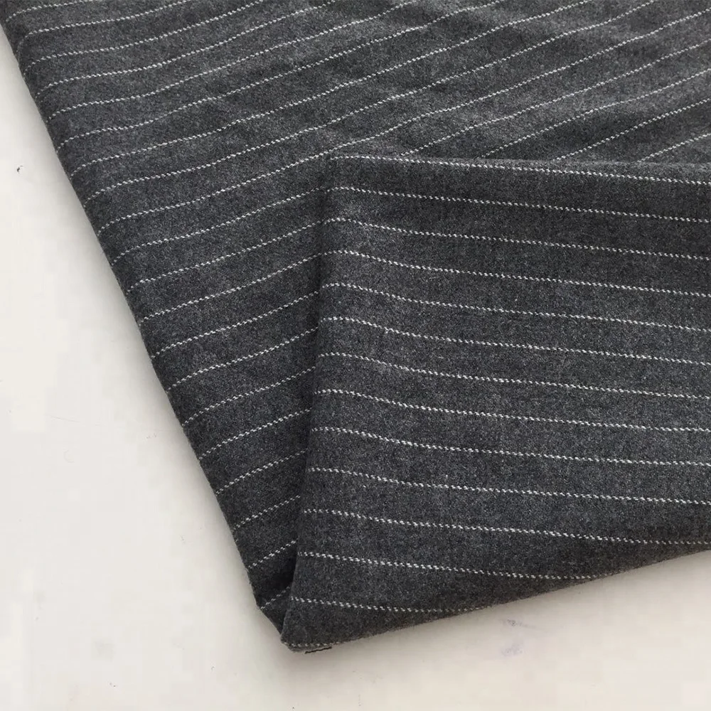 
Wool woven Stripe flannel melton fabric for shirt 