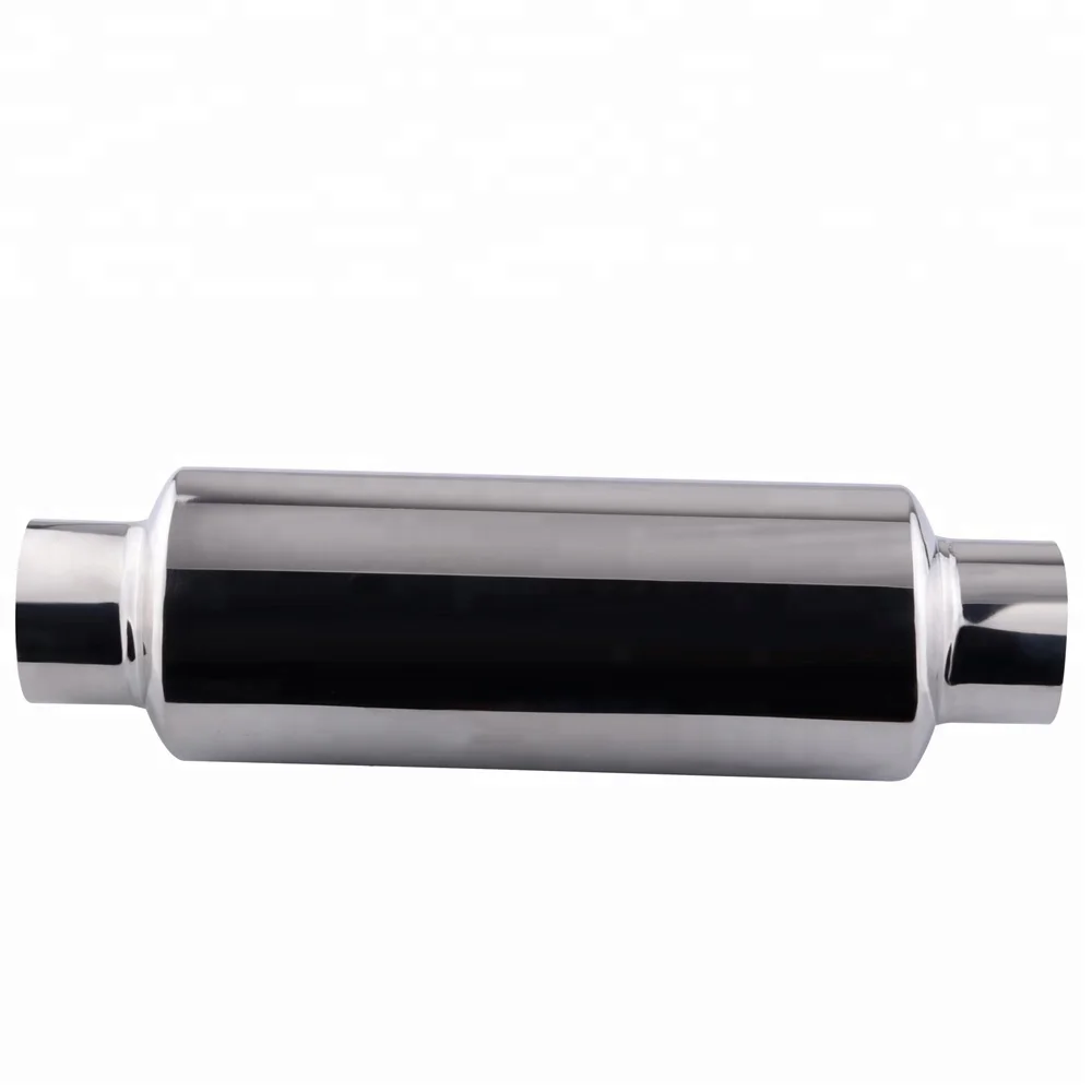Универсальный автомобильный резонатор из нержавеющей стали, глушитель выхлопной трубы 2,5 дюйма на входе 2,5 дюйма на выходе, наконечник выхлопной трубы