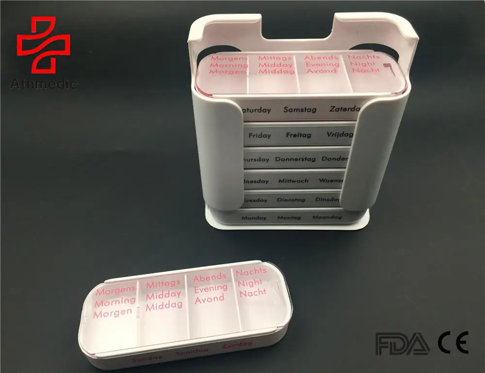 2025 Athmedic food grade pill box high quality dispenser drawer pill box crushproof pill organizer