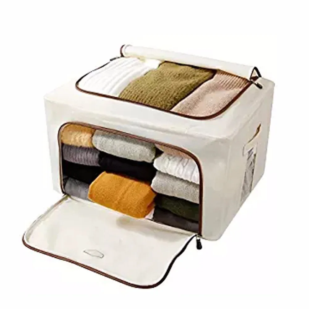 
Foldable Storage Bag, Breathable Fabric Dustproof Organizer Closet Storage Box Basket for Comforters, Blanket, Clothes 