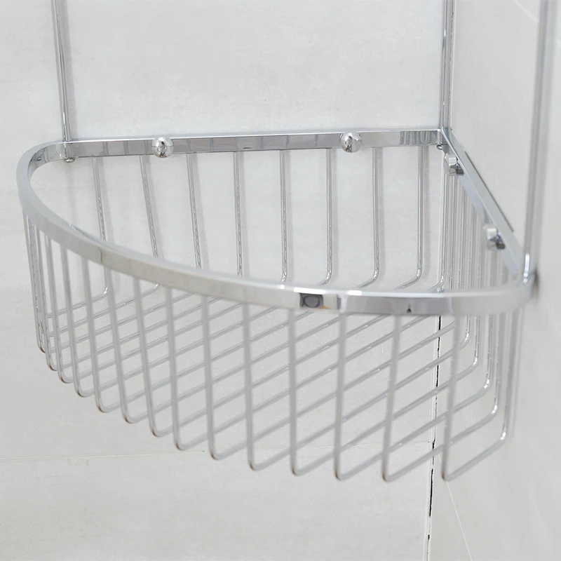 HUIDA Cheap hanging bathroom double tiers stainless steel corner shower shelf basket