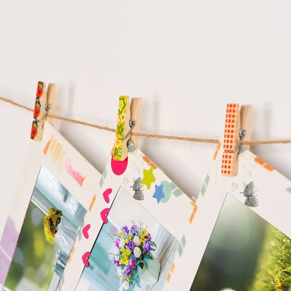 8pk 45mm gold glitter printed wooden paper clips