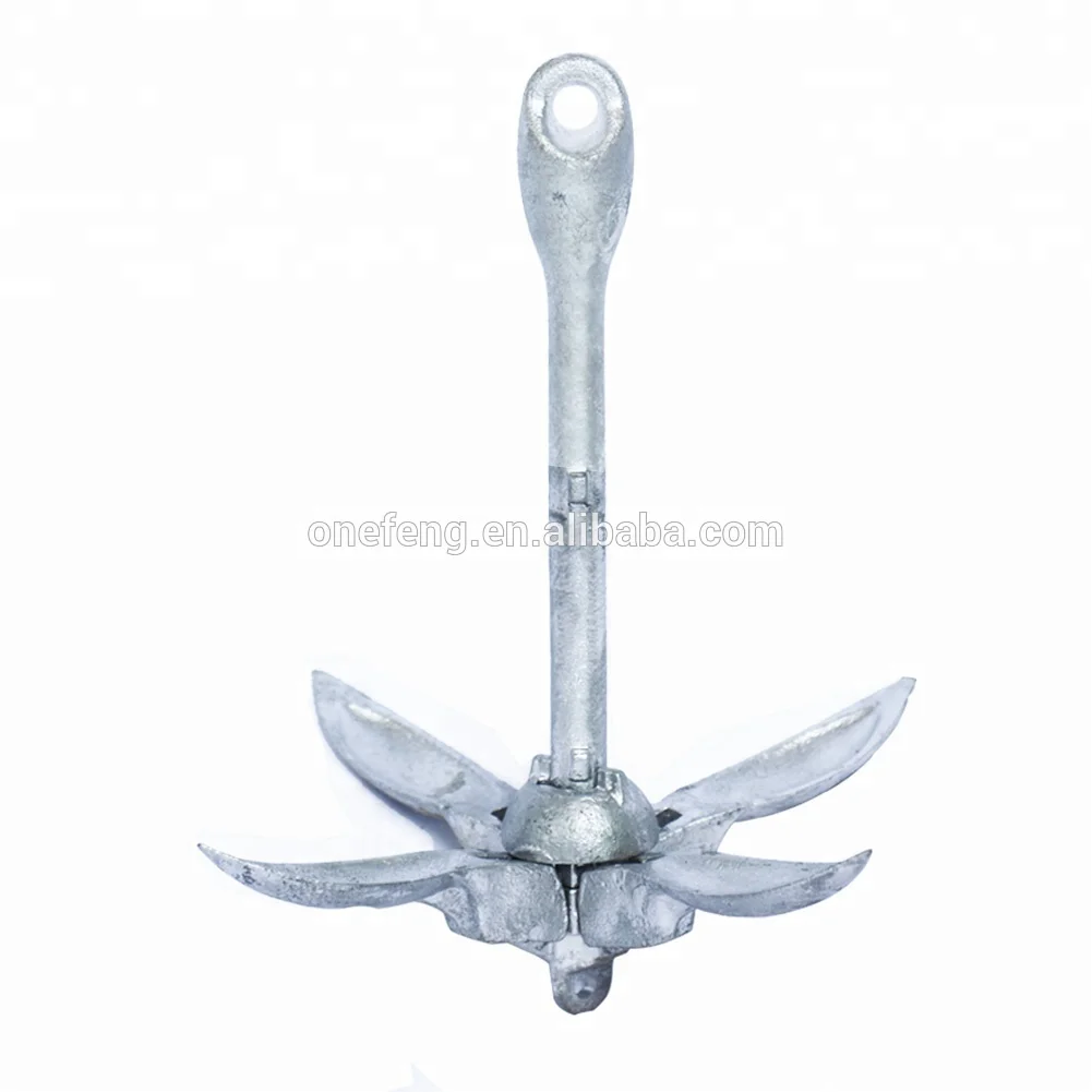 Small Boats and Jet Skis - 3.3 lb Galvanized Iron Folding Grapnel anchor for kayak