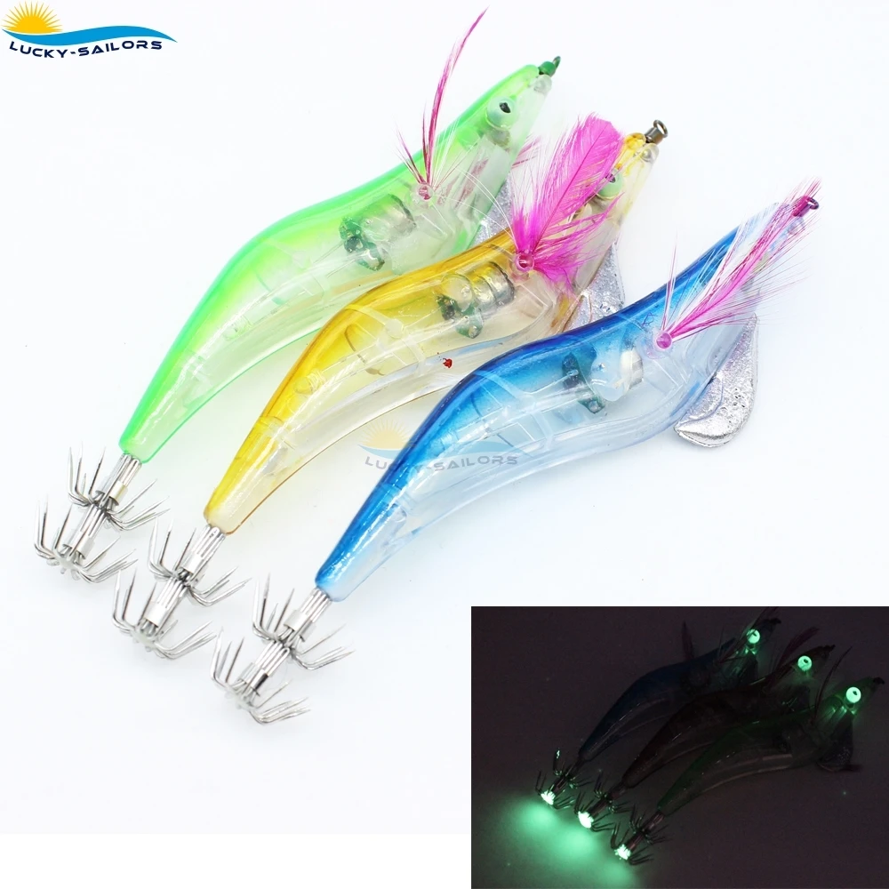 
2.5# Hard Plastic Shrimp Fishing Lure Jigs Glowing In Water Electronic LED Fishing Lure Shrimp 