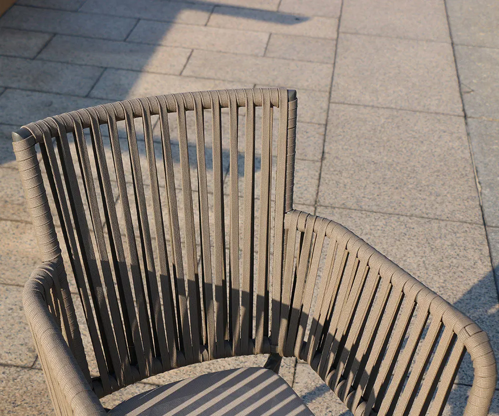 Modern Style All Weather Aluminum Frame Rope Weave Outdoor Furniture Patio Restaurant Cafe Garden Dining Table And Chairs