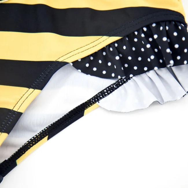 
PHB 51093 cute bee design yellow color baby girl swimwear one piece 