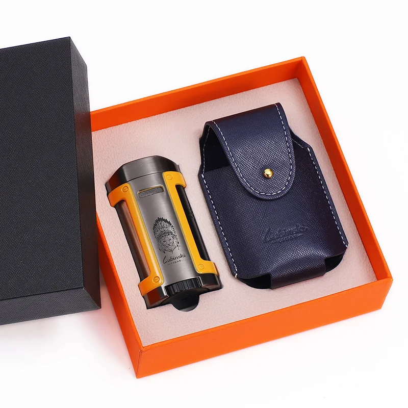 New model metal windproof lighter 4 torch jet gas lighter and ashtray