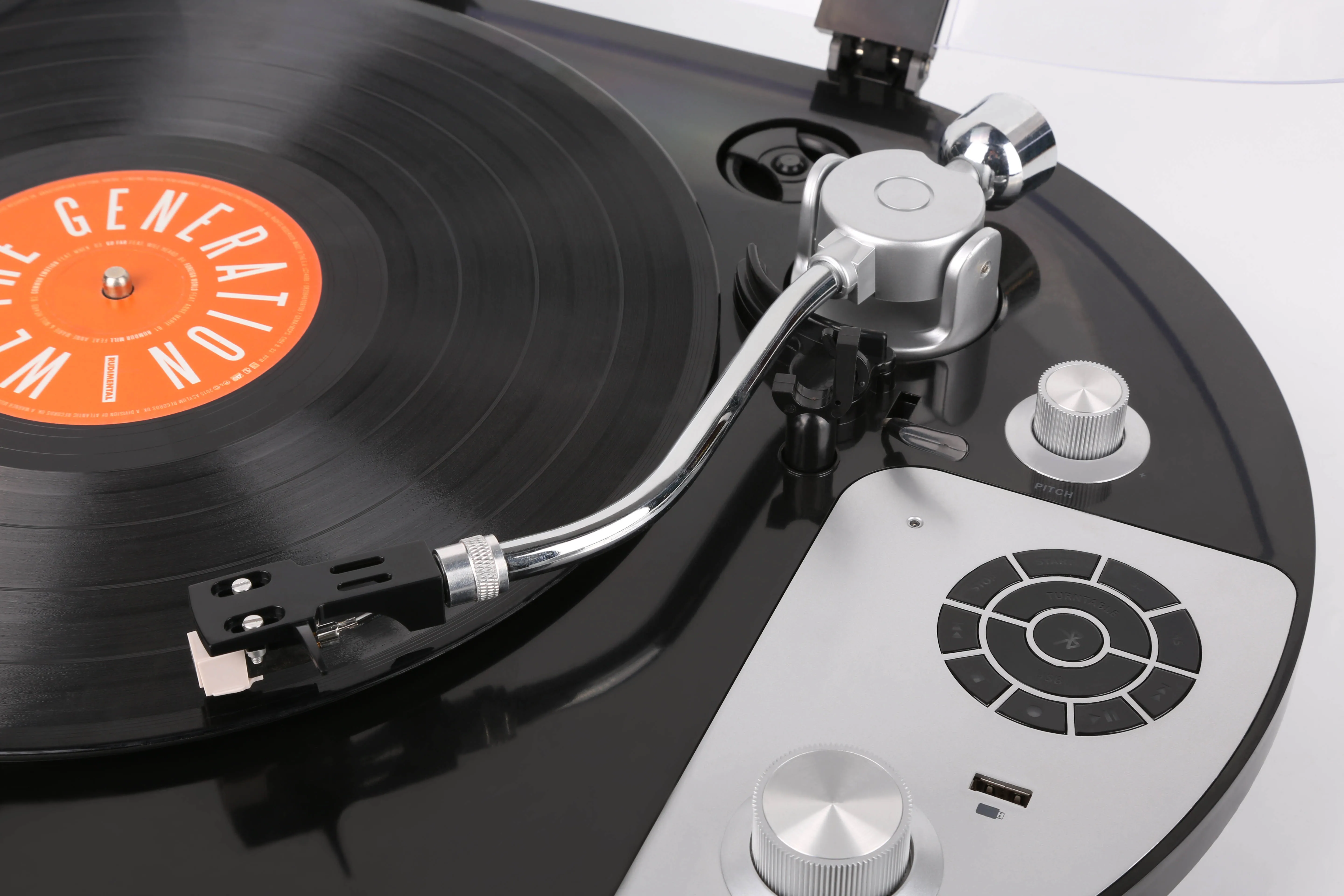 
Bluetooth turntable with 40 Watt Speakers, Vinyl Record Player with Magnetic Cartridge built in Battery USB record MP3 USB PLAY 