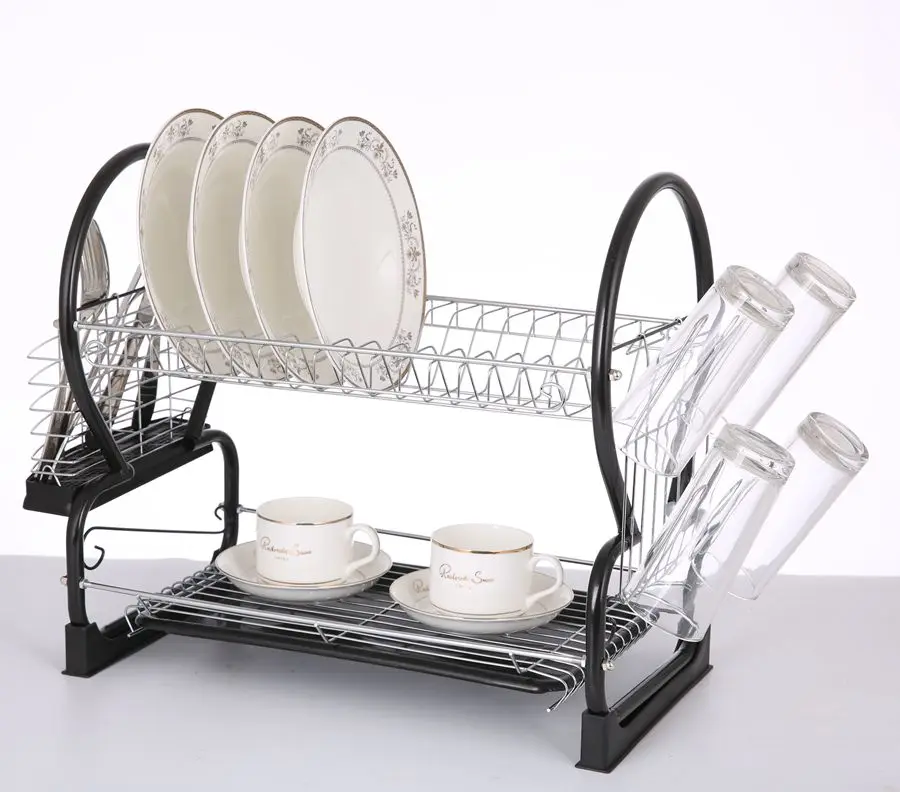 
popular kitchen sink dish rack two layer dish drainer good quality 