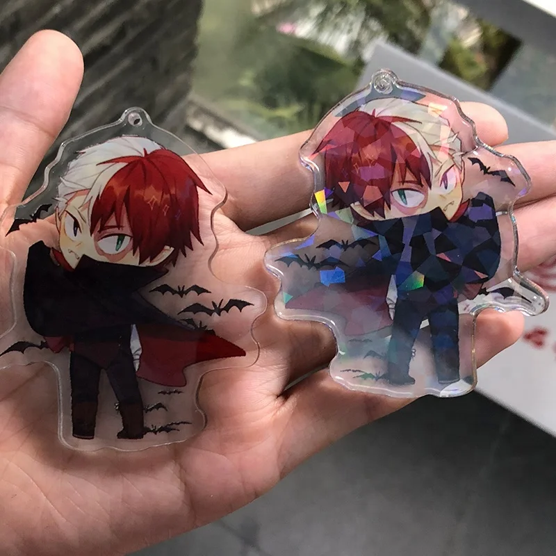 
Printed Customized plastic keychain make acrylic keychain with glitter epoxy hologram 