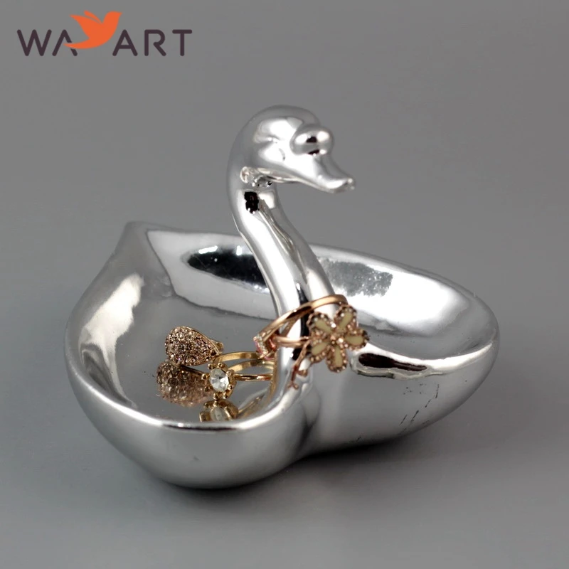 New Design Silver Plating Duck Shaped Ceramic Stainless Steel Dish