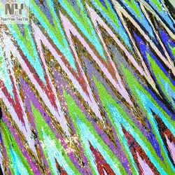 Nanyee текстиль Королевский синий многоцветный кутюр волна полоса Блестки