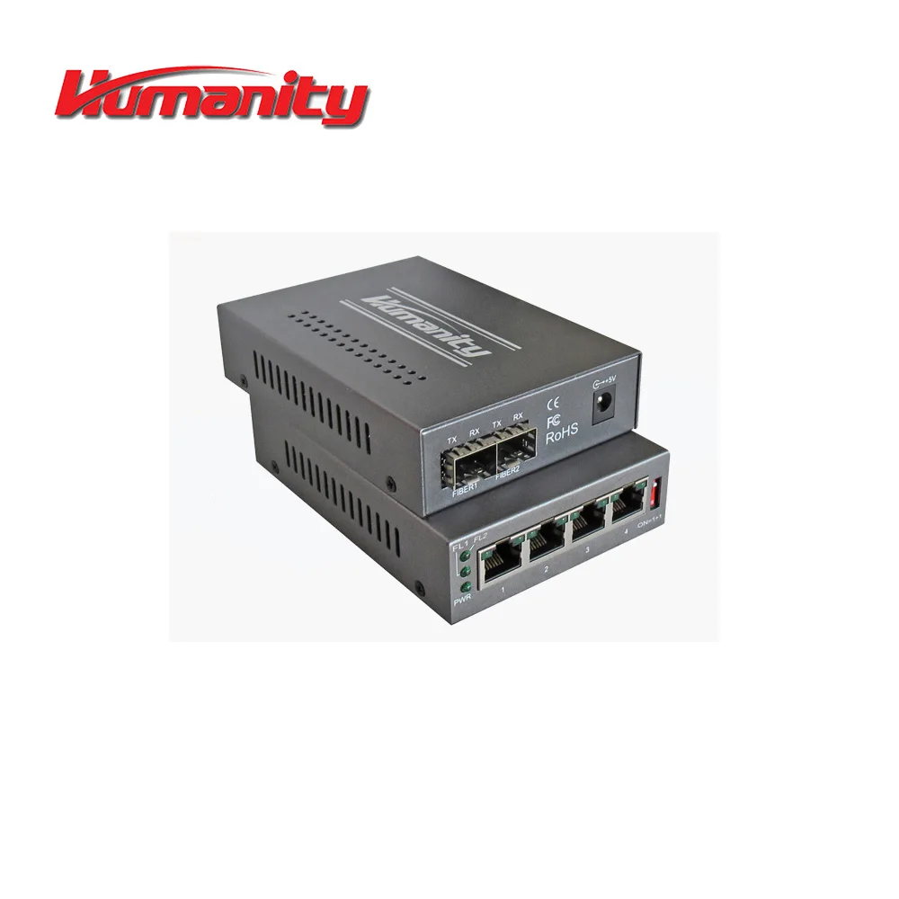 Humantiy 4 Gigabit Ethernet и 2 волокно SFP волоконно-оптический переключатель для LAN РАСШИРЕНИЕ