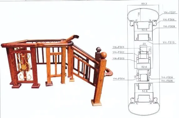 Foshan aluminum profile system curved straight metal panel aluminum balcony railing