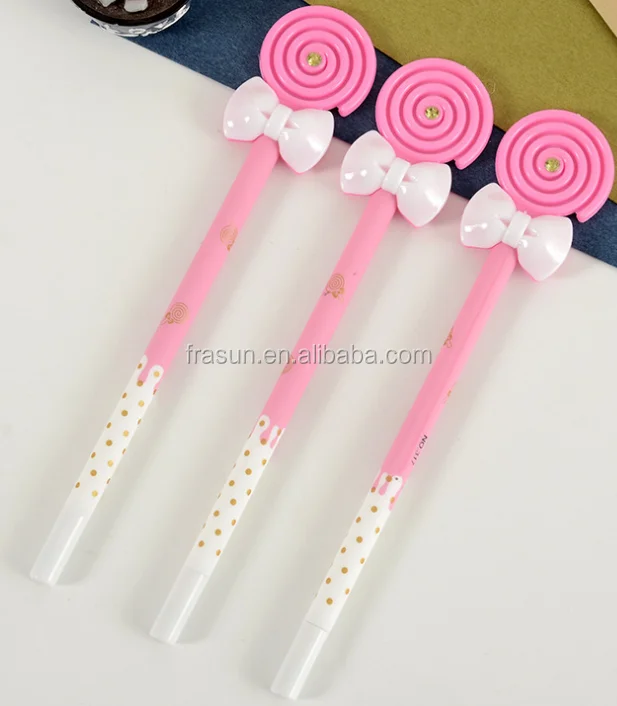 girls favorite cute lollipop and butterfly plastic gel pen kids lovely bow plastic gel pen