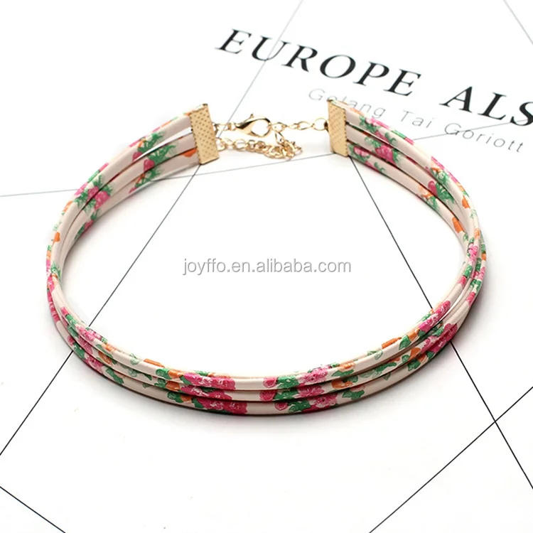 Alibaba in Spanish Fashion New Animal Flower Print Necklace 3-layered choker