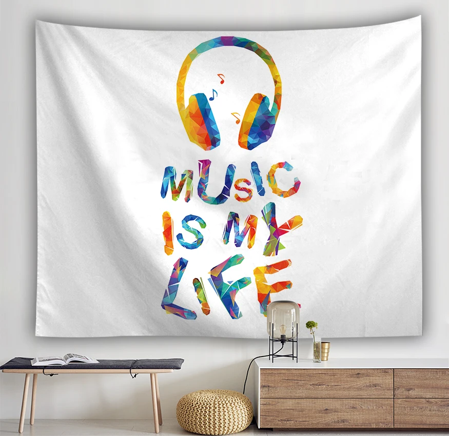Myriart Hanging curtain spread covers cloth blanket art tapestry Beach Towel giant poster music symbols tapestry