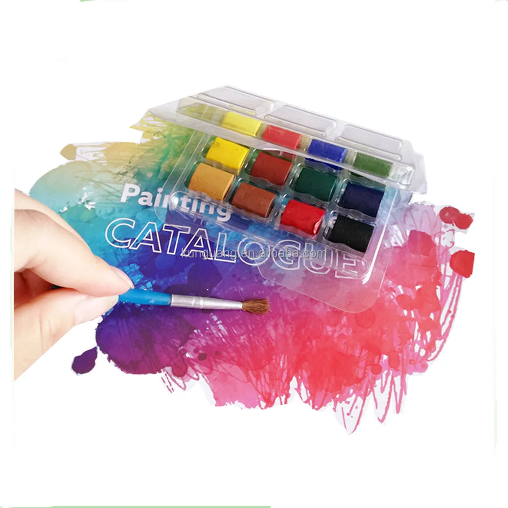 cheap wholesale top quality solid watercolor pigment paint metal tin box watercolor solid paint cake gift set