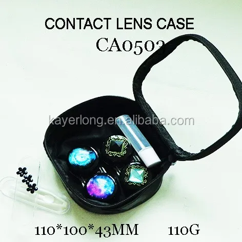 Звездная и украшенная драгоценностями сумка из полиуретана для контактных линз с 2 держателями для линз CA0503