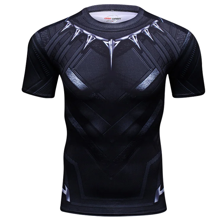 Superheroes Clothes Supplier Black Panther 3D Printed Gym T Shirts